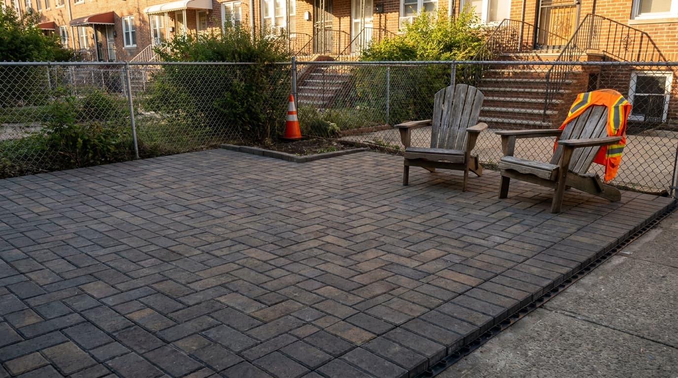 Interlocking paver patio in the Bronx