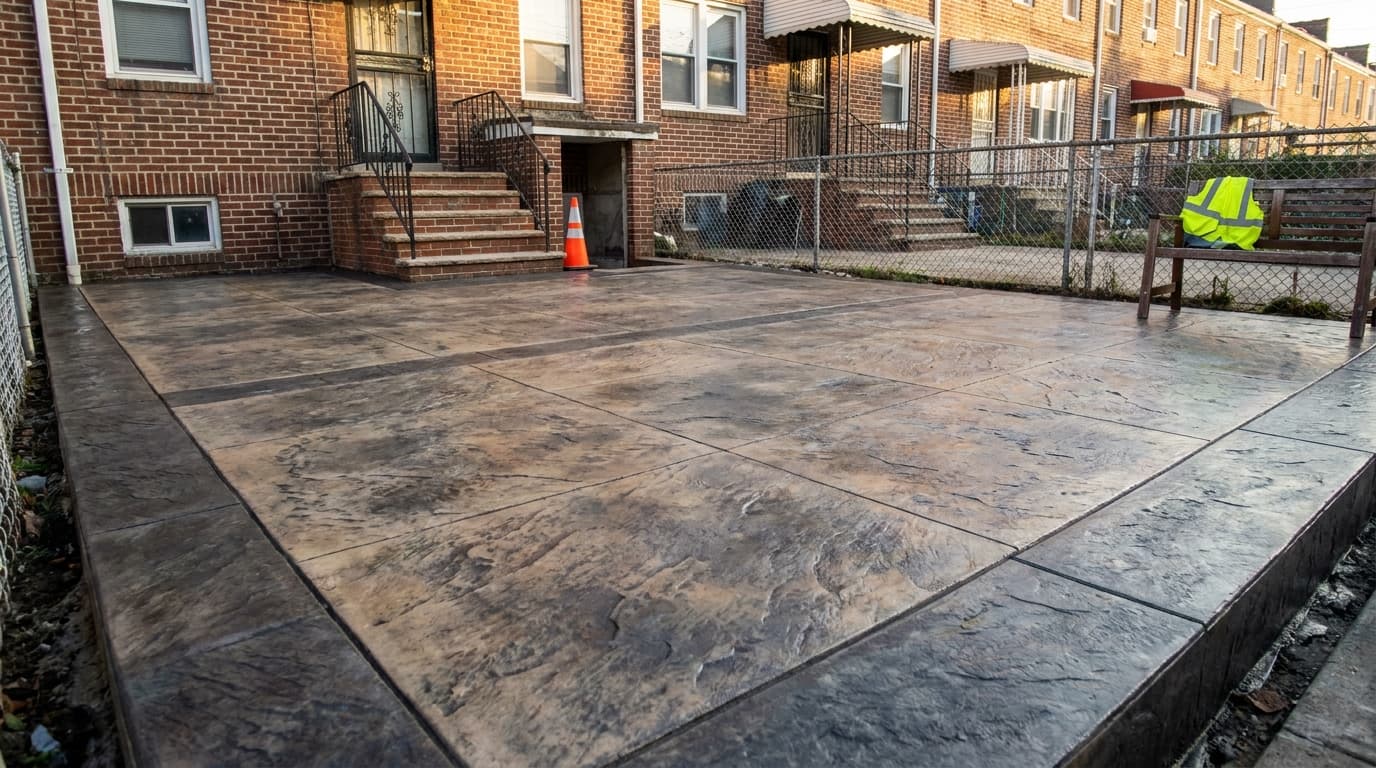 Stamped decorative concrete patio